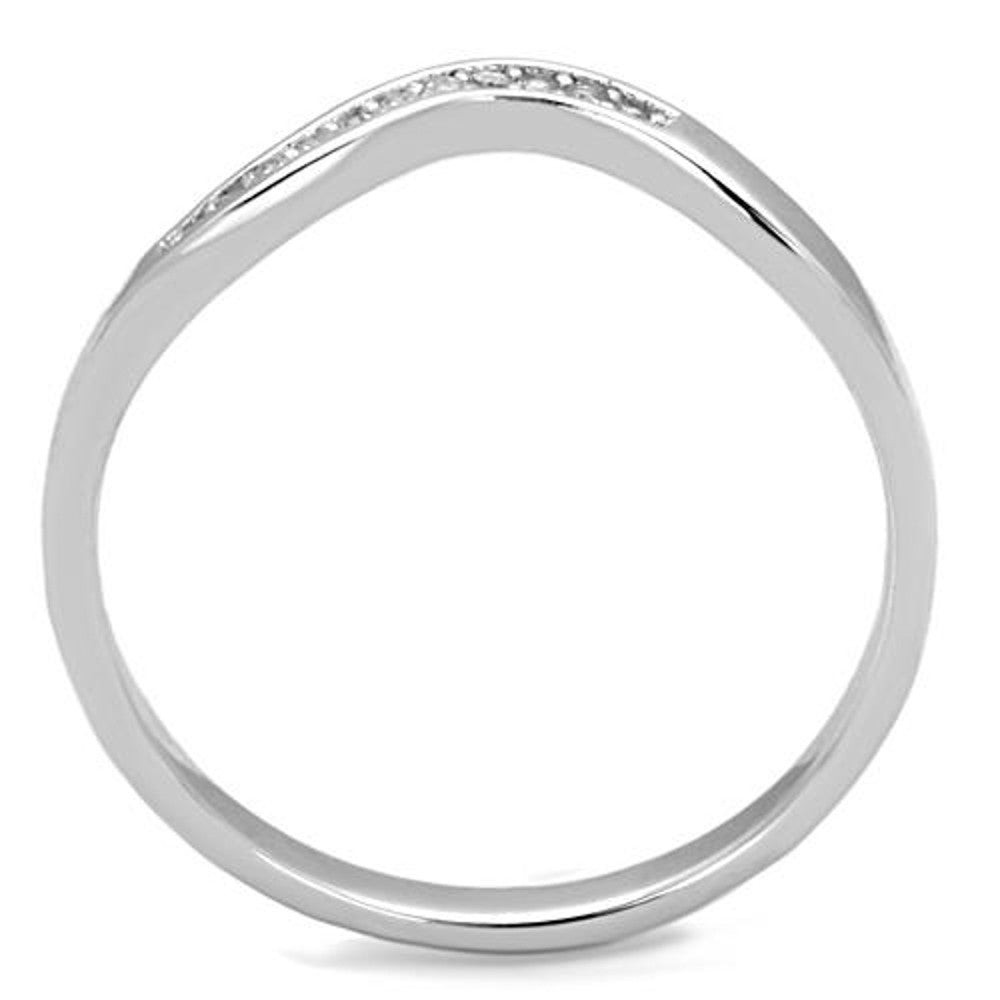 ARTK1682 Stainless Steel .06 Ct Cubic Zirconia Curved Band Promise Ring Women's Size 5-10
